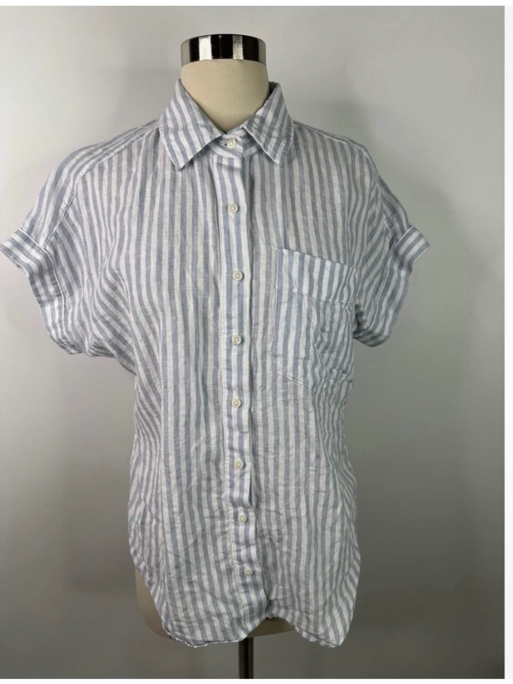 Quince 100% Linen Striped Button-Up Shirt - Women's Casual Top